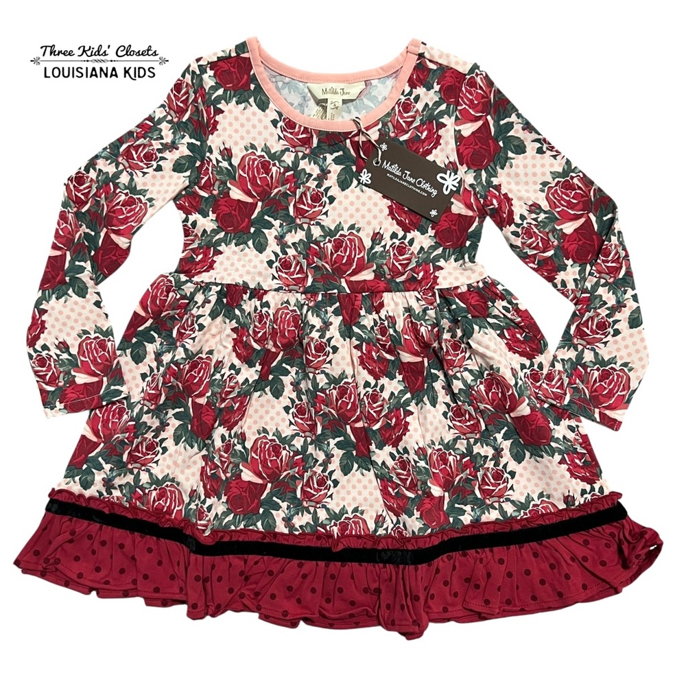 NEW Matilda Jane 4Y Kensley Floral and Dot Print Dress